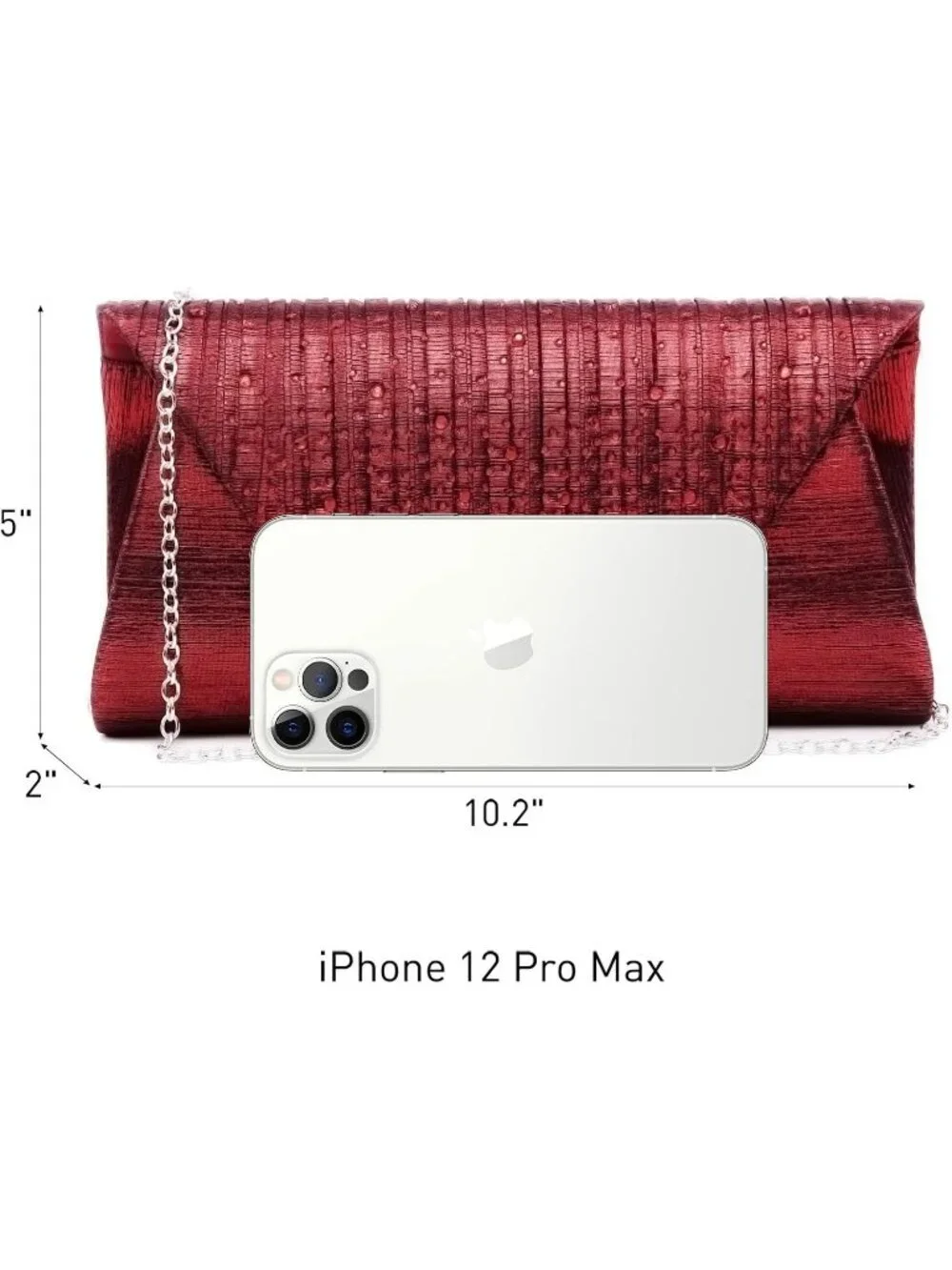 Women’s Burgundy Clutch Purse With Detachable Chain Wedding Formal Evening Bag